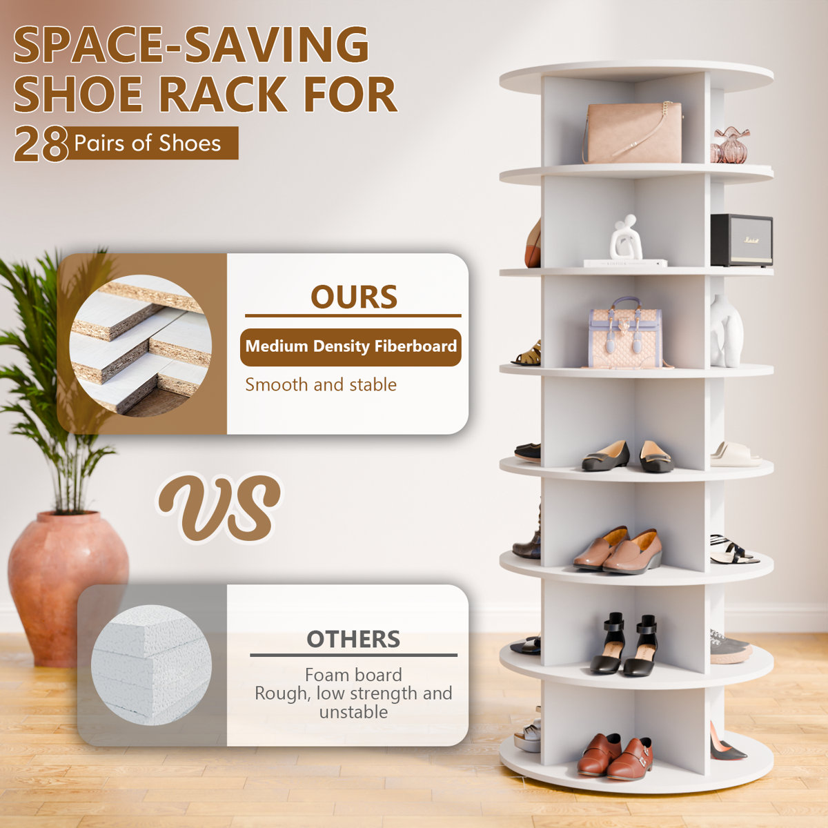 7 Tier Rotating Shoe Rack Tower